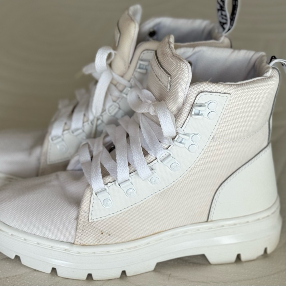 Dr. Martins Air Walk White Fabric Combat Boots